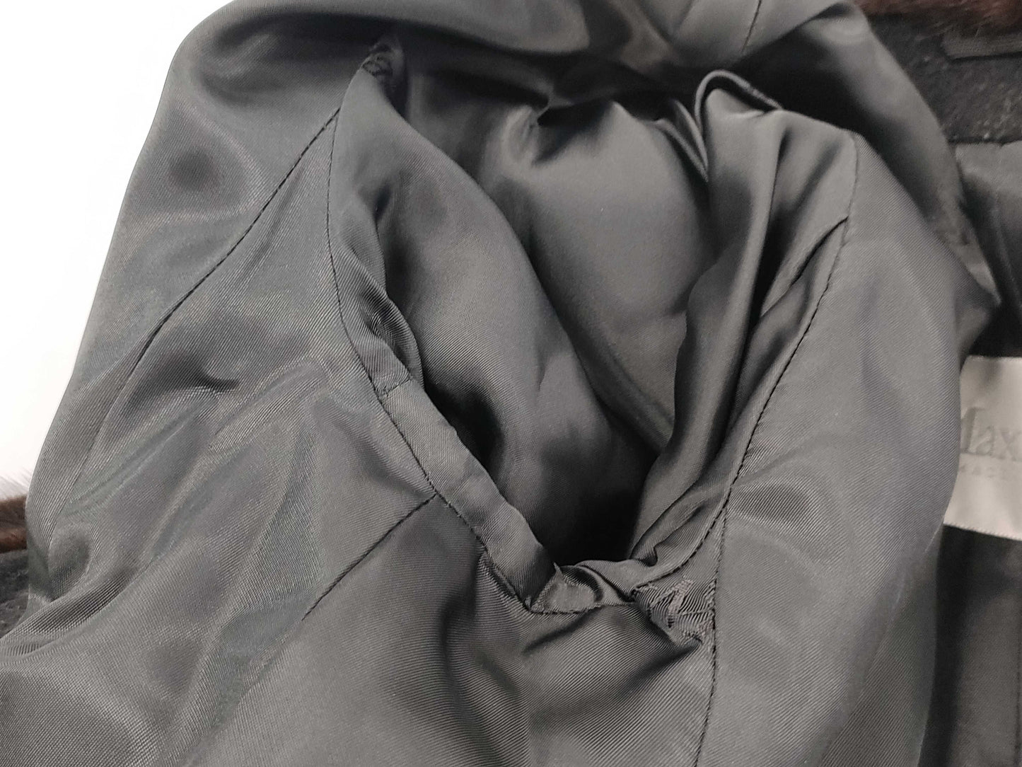  Max Mara Mink Cashmere Belted Coat with Belt, Black Cashmere, Maxi Length, Size 36 Coat