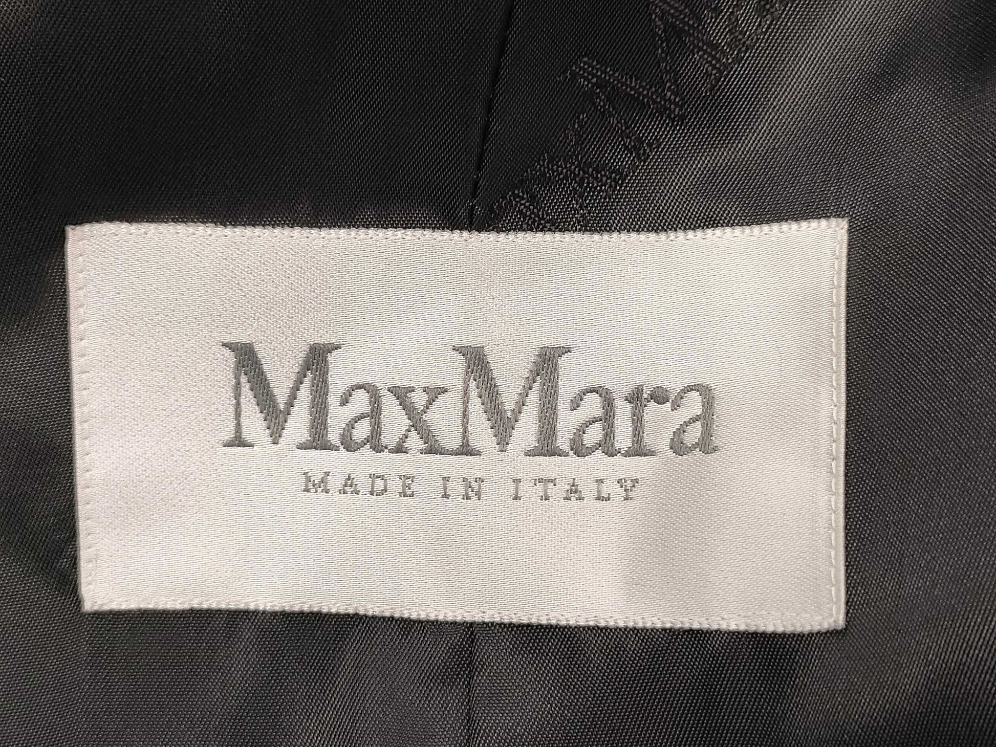  Max Mara Mink Cashmere Belted Coat with Belt, Black Cashmere, Maxi Length, Size 36 Coat