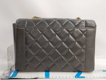 CHANEL Diana Matelasse Chain Shoulder Bag with Turnlock, Black
