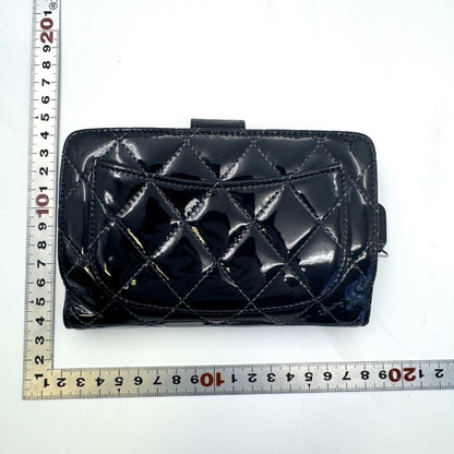 CHANEL Enamel Coco Mark Wallet Black Wallet