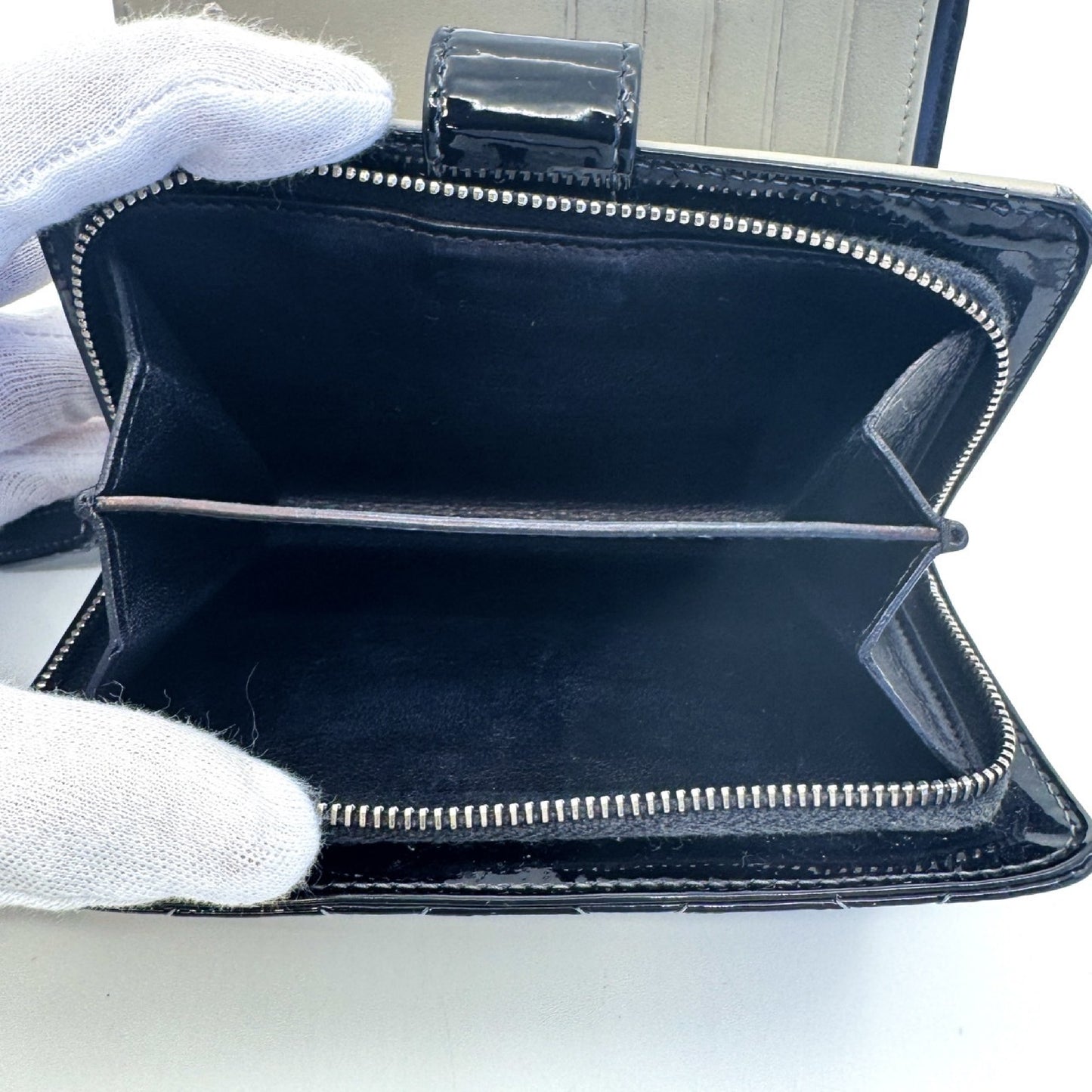 CHANEL Enamel Coco Mark Wallet Black Wallet