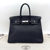 HERMES Birkin 35 Black Y Stamp Handbag