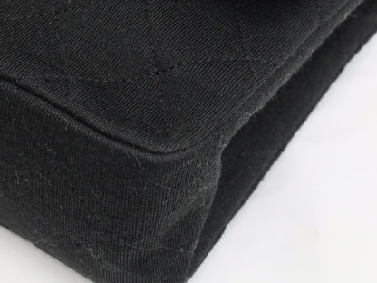 CHANEL Cotton Double Flap Shoulder Bag