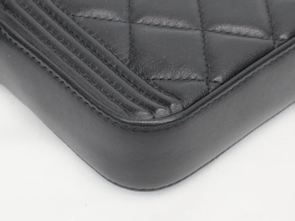 CHANEL Boy Chanel Lambskin Chain Wallet in Black with Gold Hardware, No. 24 Shoulder Bag