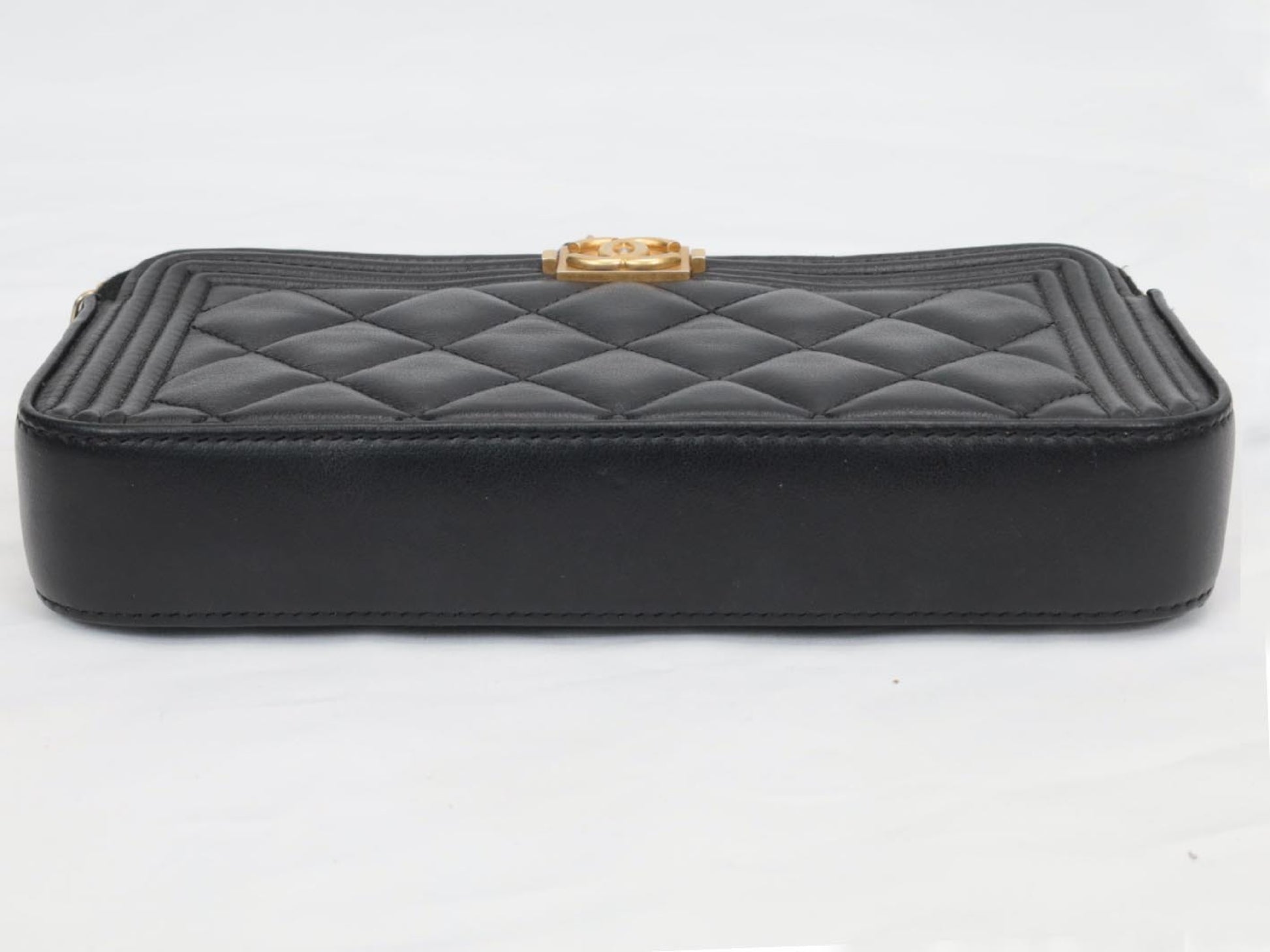CHANEL Boy Chanel Lambskin Chain Wallet in Black with Gold Hardware, No. 24 Shoulder Bag