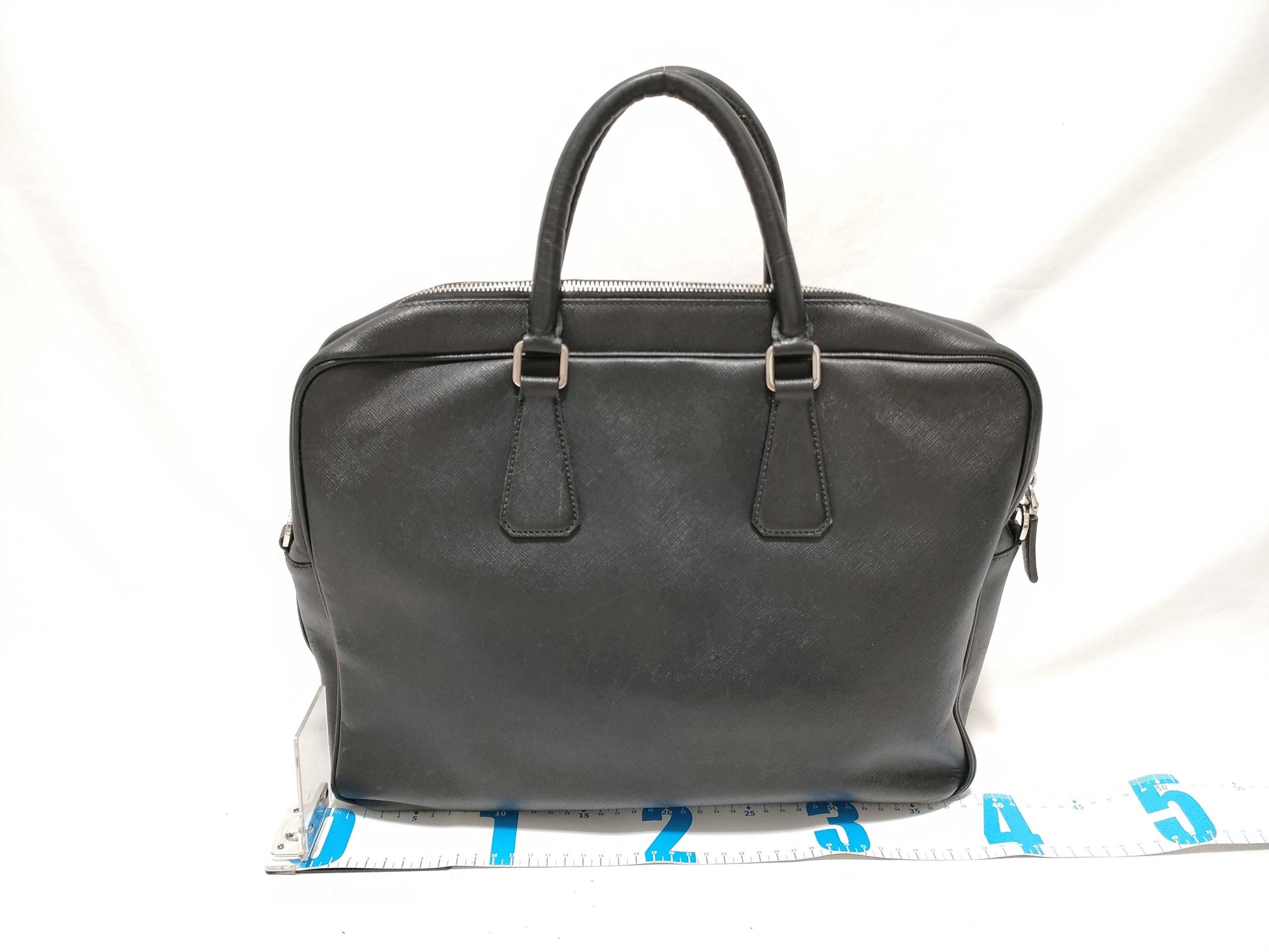 PRADA Saffiano Leather Triangle Logo Business Bag Black