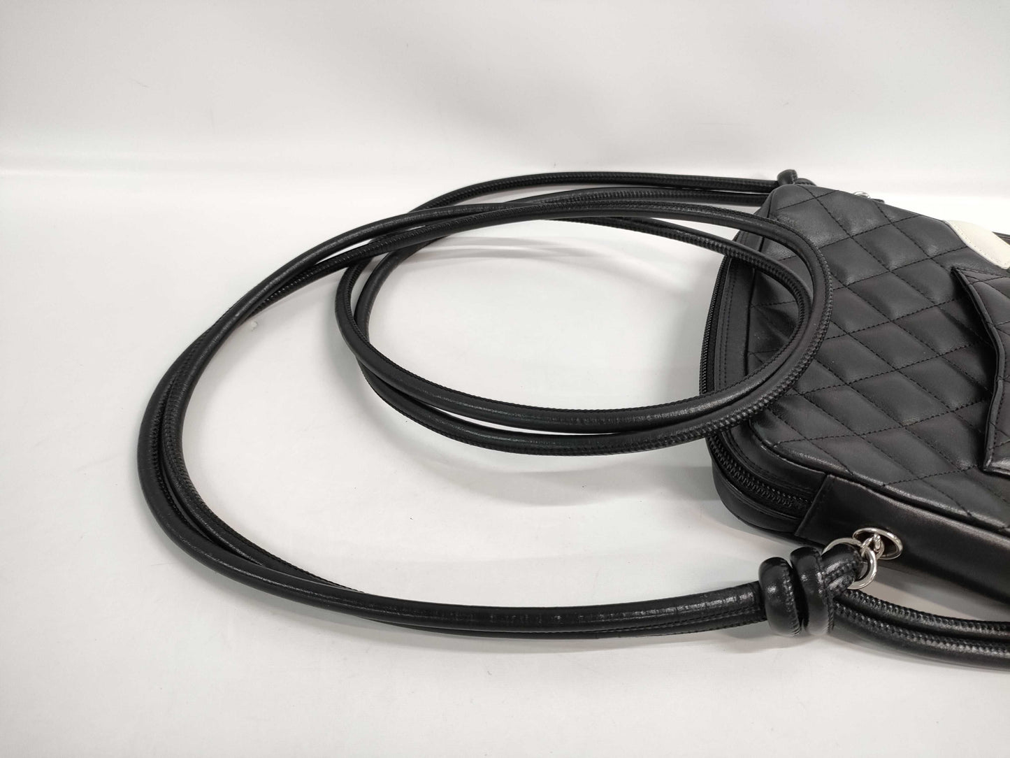 CHANEL Cambon Line Shoulder Bag, Black/White, W19cm, Shoulder Bag
