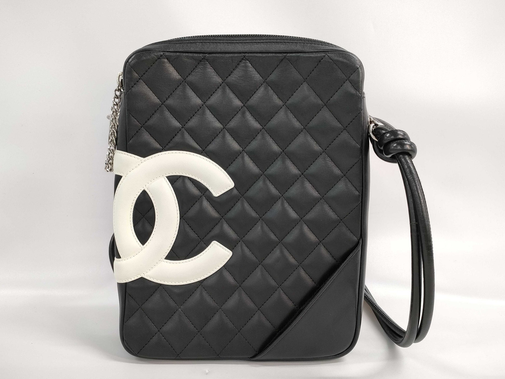 CHANEL Cambon Line Shoulder Bag, Black/White, W19cm, Shoulder Bag