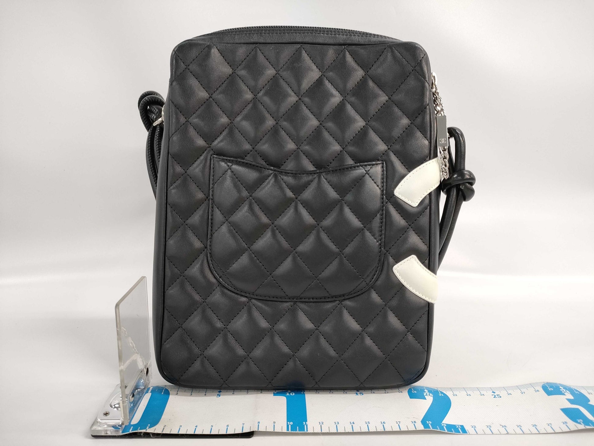 CHANEL Cambon Line Shoulder Bag, Black/White, W19cm, Shoulder Bag