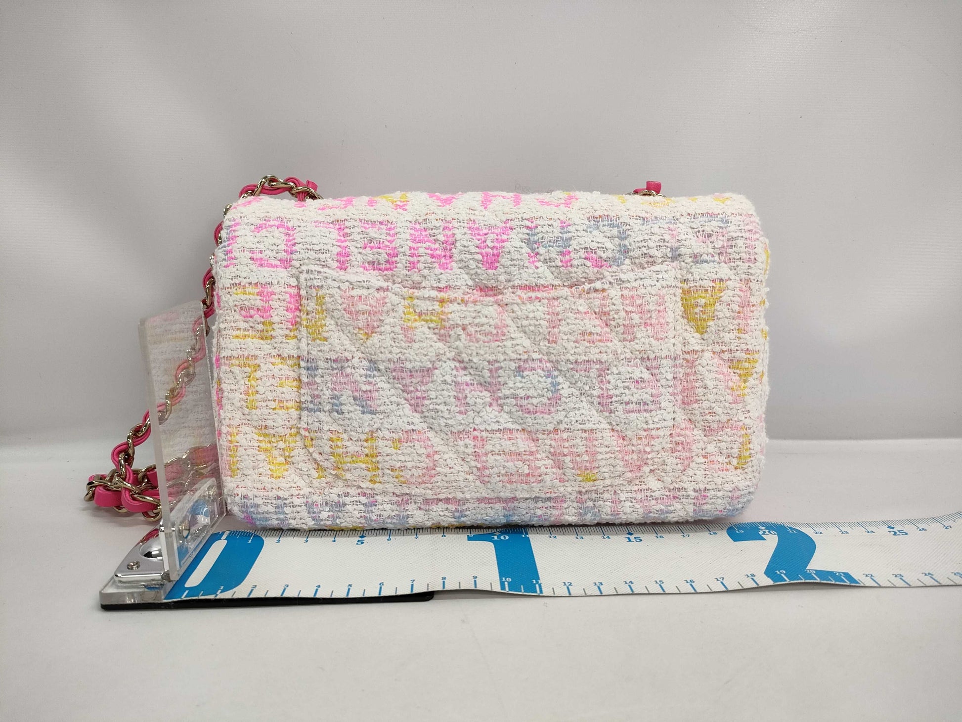 CHANEL Minimato Tweed Logo White Pink GP Shoulder Bag