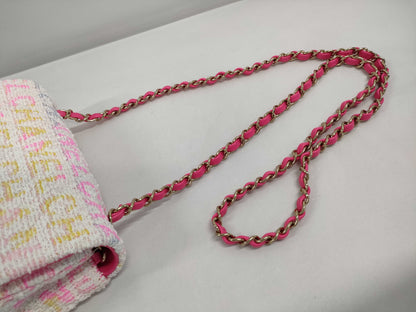 CHANEL Minimato Tweed Logo White Pink GP Shoulder Bag