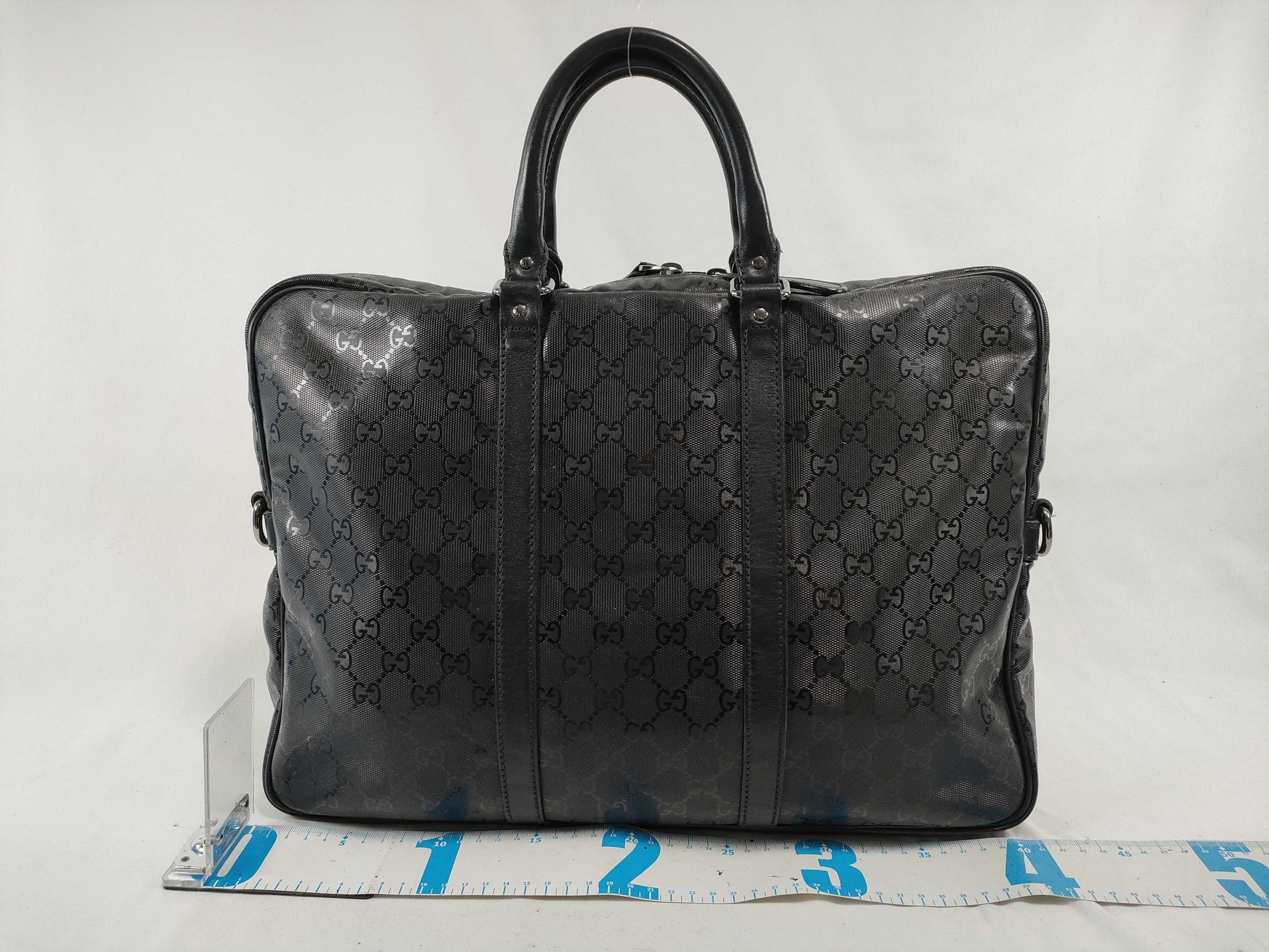 GUCCI GG Imprime Gucci 201480 GG Imprime Black Leather x PVC Handbag Business Bag