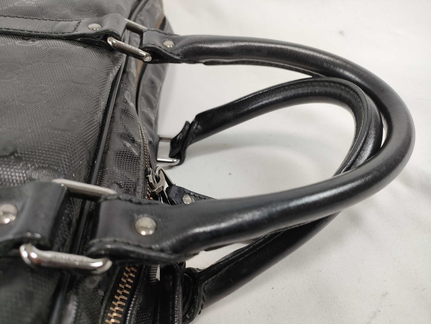 GUCCI GG Imprime Gucci 201480 GG Imprime Black Leather x PVC Handbag Business Bag