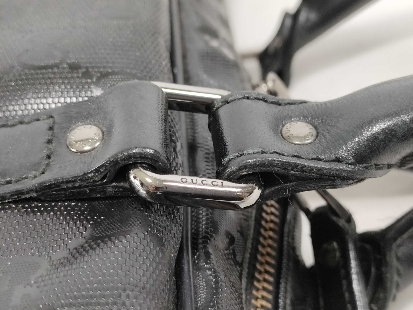 GUCCI GG Imprime Gucci 201480 GG Imprime Black Leather x PVC Handbag Business Bag