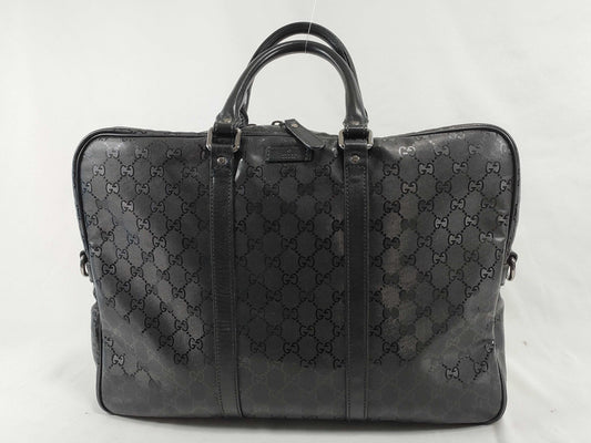 GUCCI GG Imprime Gucci 201480 GG Imprime Black Leather x PVC Handbag Business Bag