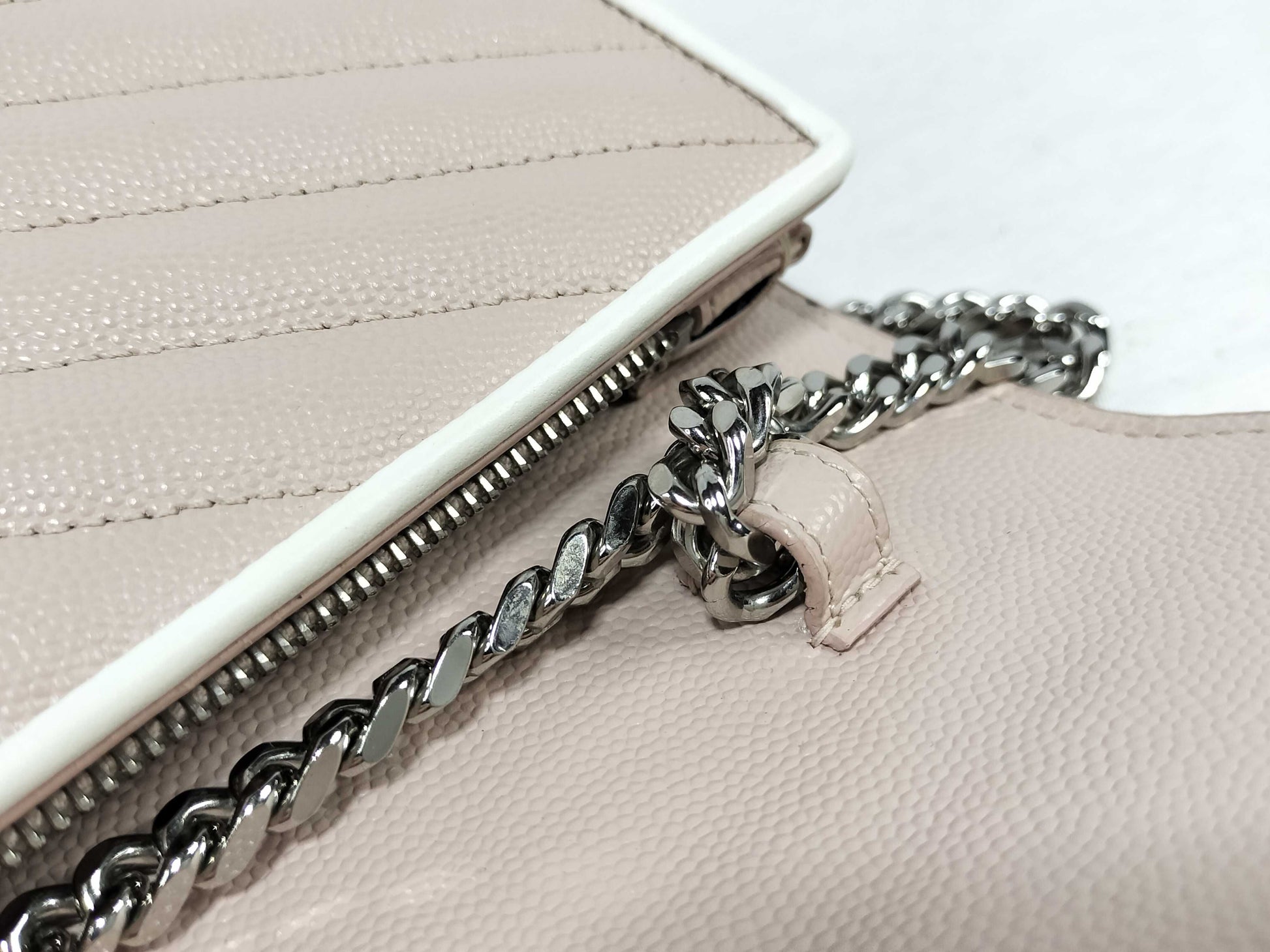 SAINT LAURENT Saint Laurent Paris Cassandra Chain Wallet, Pink Beige, 377828, 2018 Shoulder Bag