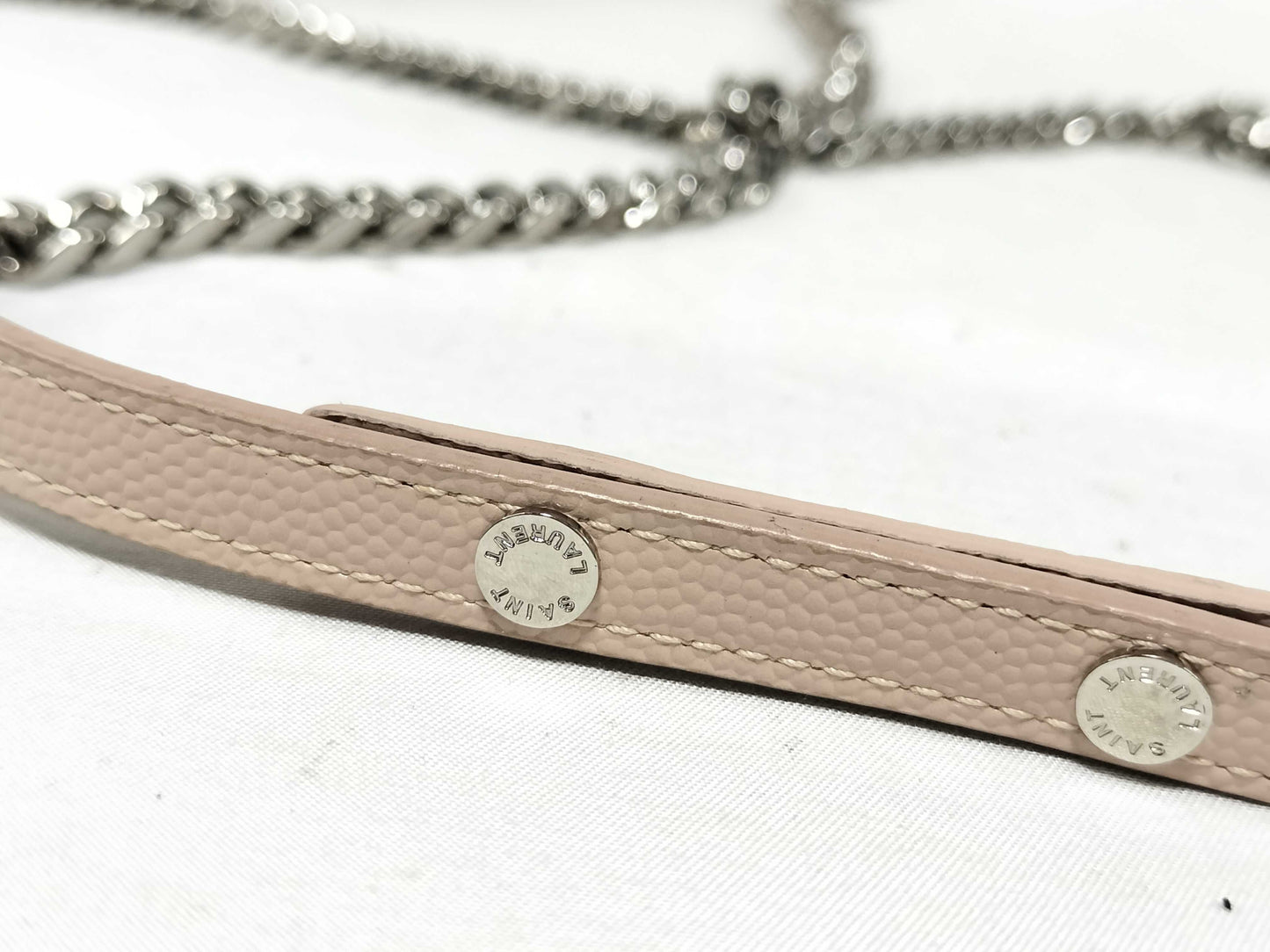 SAINT LAURENT Saint Laurent Paris Cassandra Chain Wallet, Pink Beige, 377828, 2018 Shoulder Bag