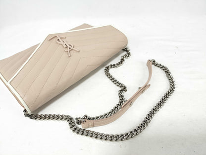SAINT LAURENT Saint Laurent Paris Cassandra Chain Wallet, Pink Beige, 377828, 2018 Shoulder Bag