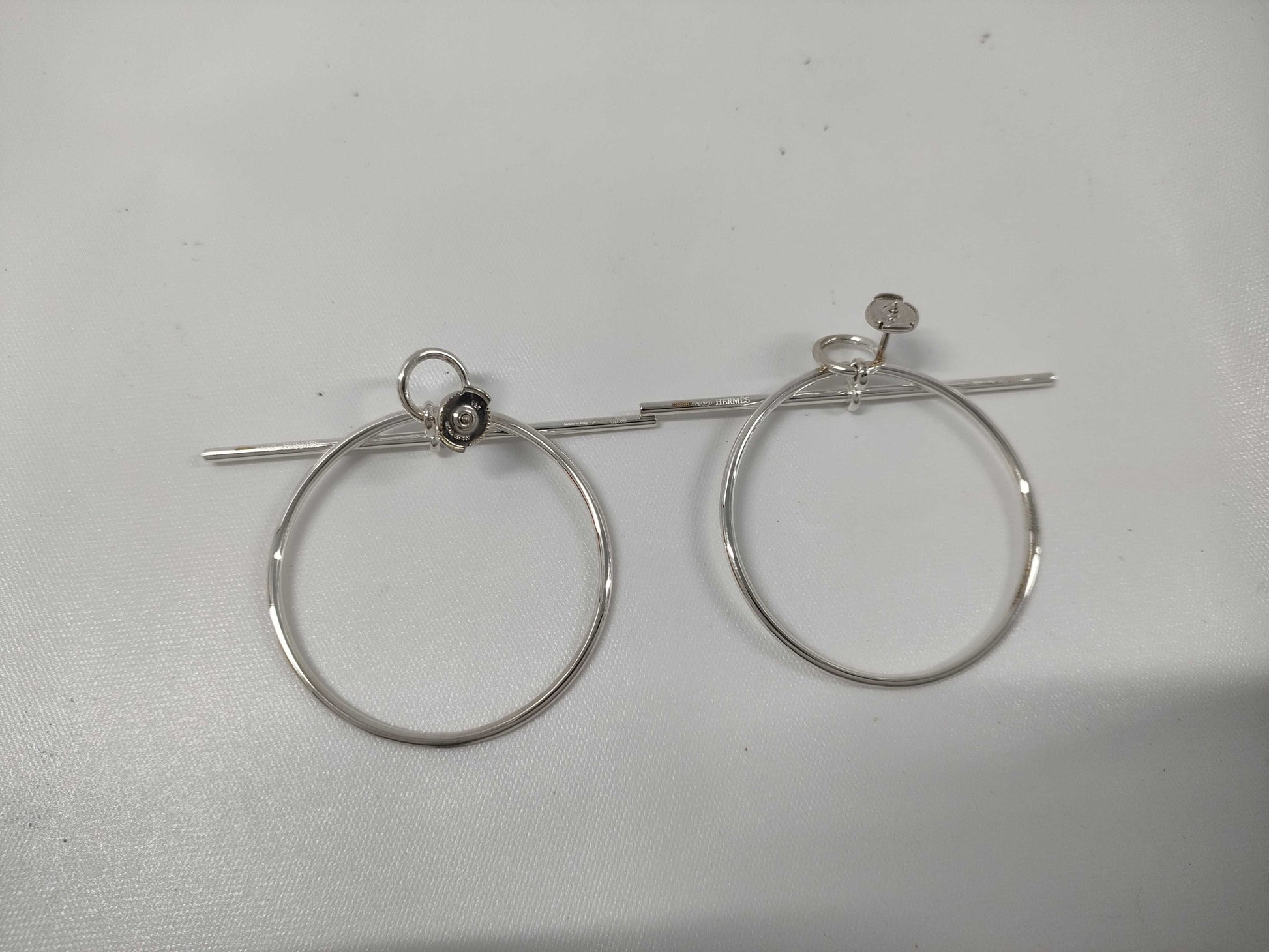 HERMES Loop MM Silver Earrings 25S009387 Earrings