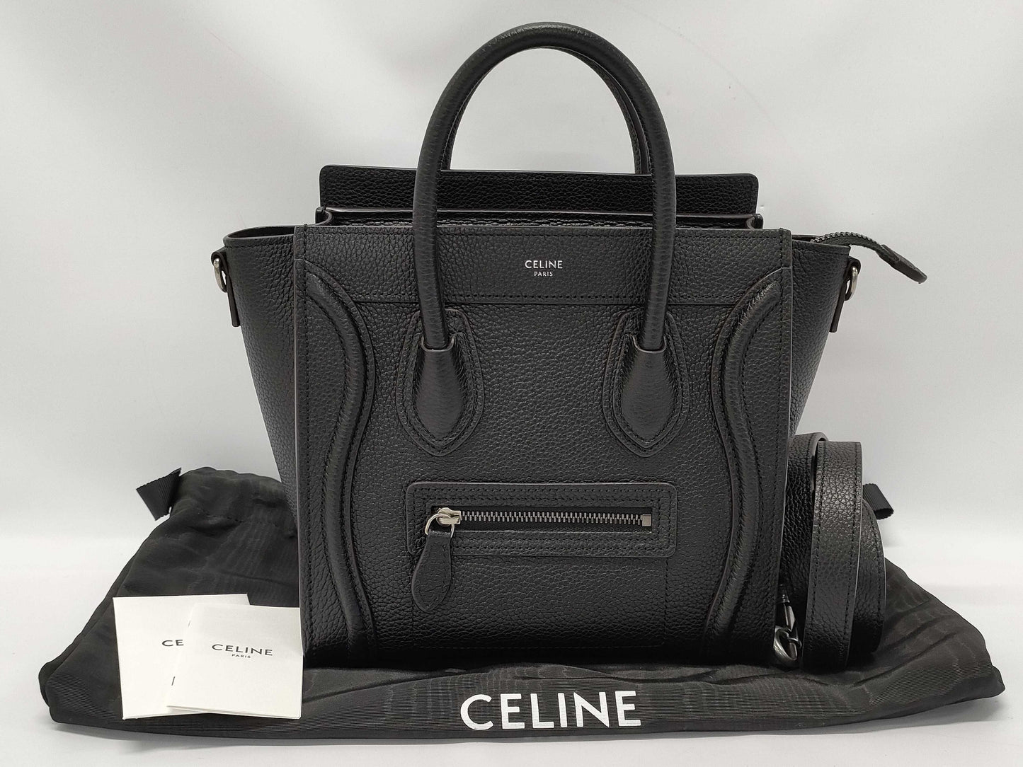 CELINE Luggage Bag Nano Shopper Black Handbag