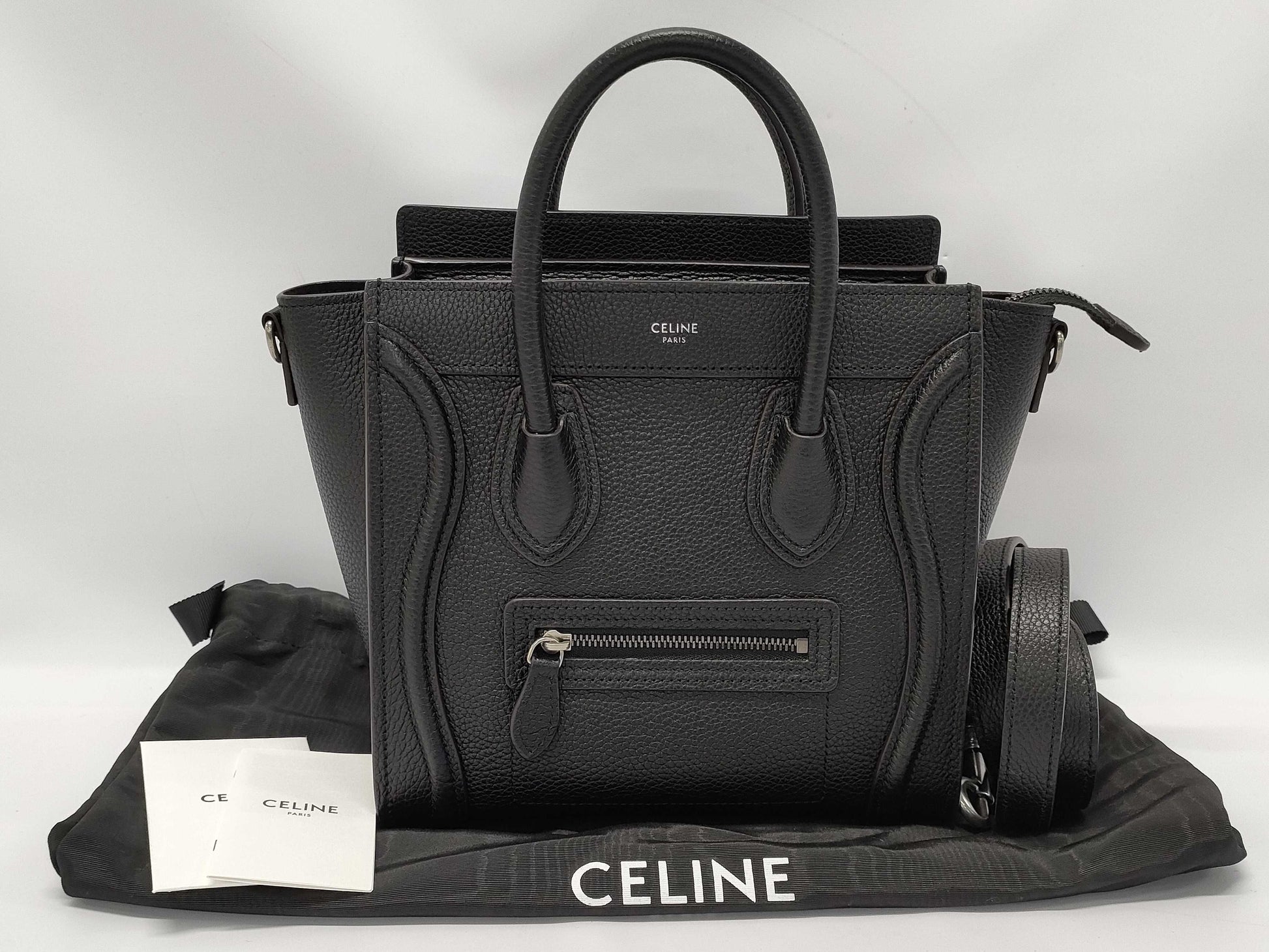 CELINE Luggage Bag Nano Shopper Black Handbag
