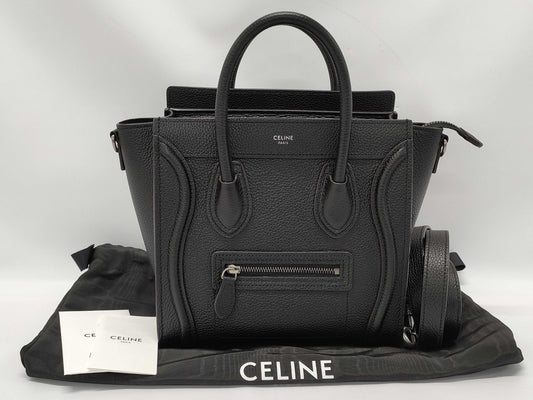 CELINE Luggage Bag Nano Shopper Black Handbag