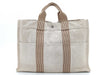HERMES New Foul Tote MM Foul Tote Tote Handbag Striped Beige Handbag