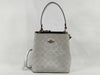 COACH Signature 2-Way Bag, PVC Leather, White, with Strap and Logo Charm, Handbag