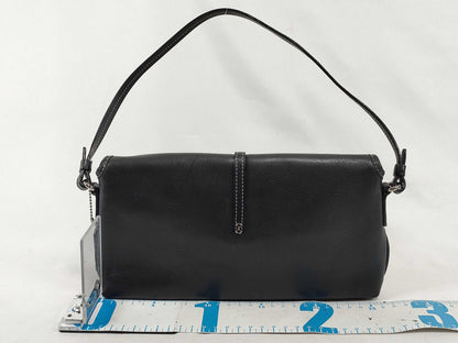 COACH Black Leather Handbag with Dust Bag and Logo Charm