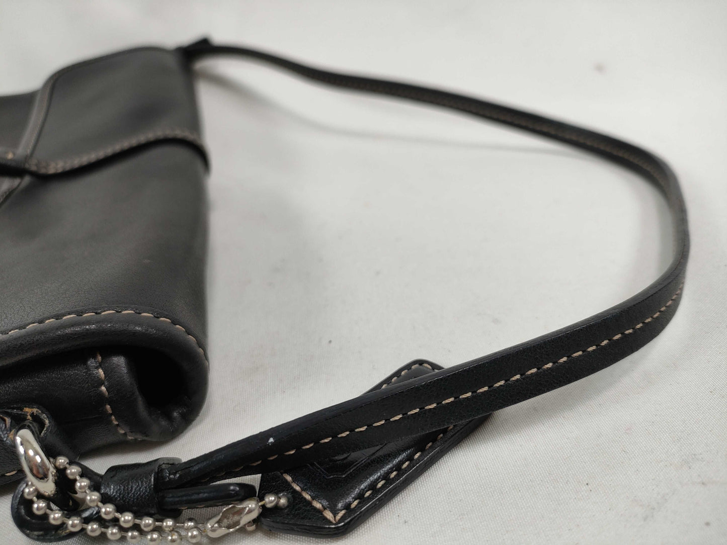 COACH Black Leather Handbag with Dust Bag and Logo Charm