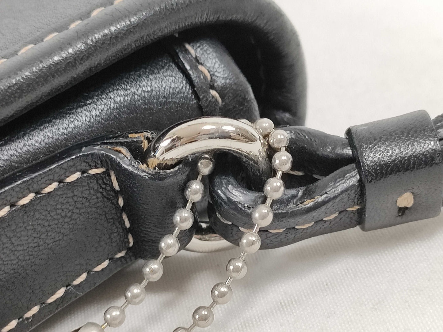 COACH Black Leather Handbag with Dust Bag and Logo Charm