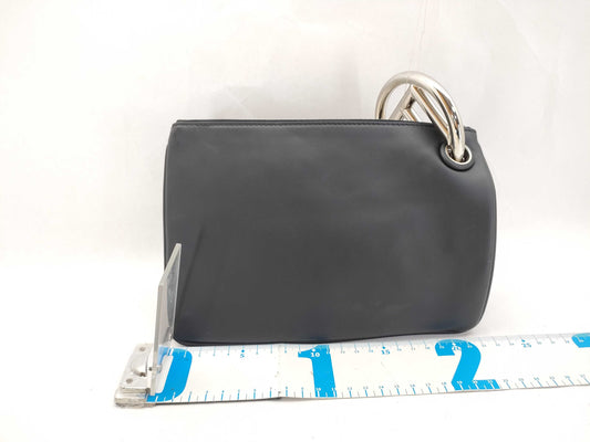 FENDI Triplet Leather Clutch Bag in Black with Faux Pearls