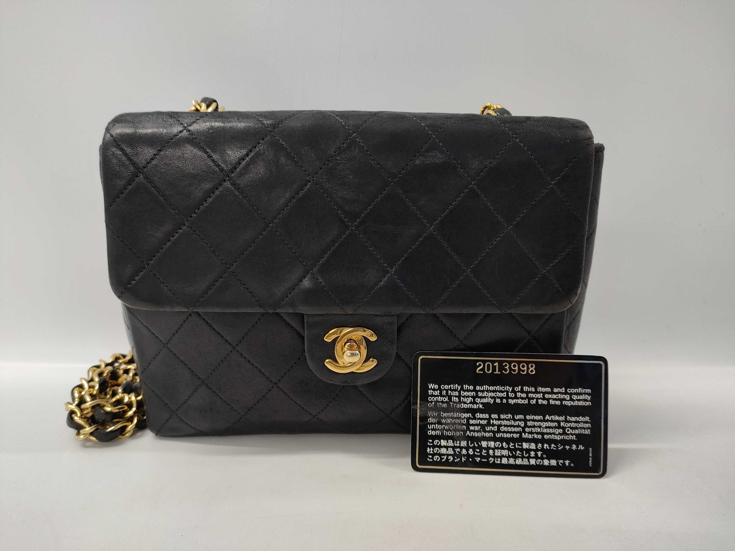 CHANEL Mini Matelasse Lambskin Single Flap Single Chain Bag in Black with Gold Hardware, 2013998, No. 2, Shoulder Bag