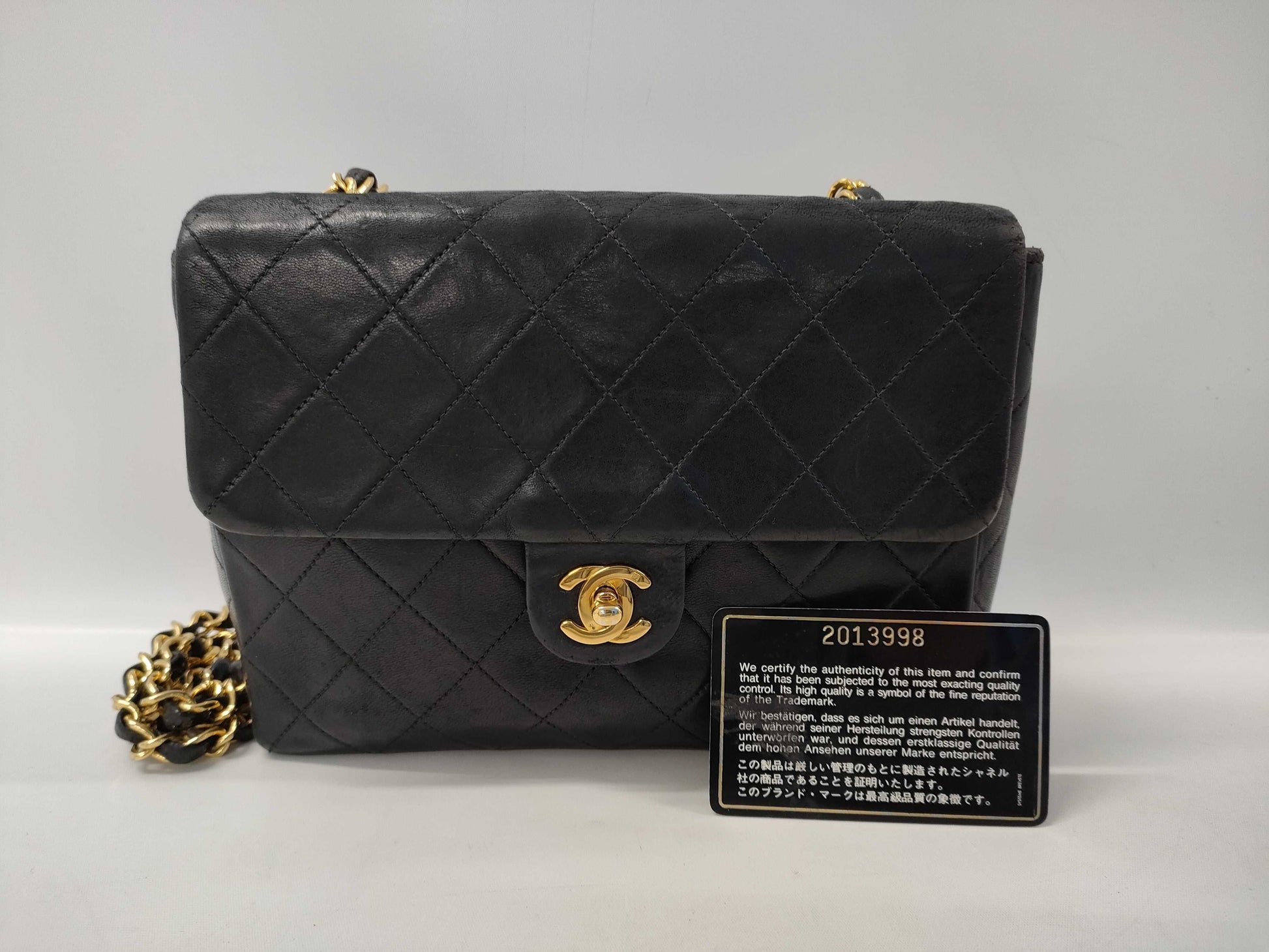 CHANEL Mini Matelasse Lambskin Single Flap Single Chain Bag in Black with Gold Hardware, 2013998, No. 2, Shoulder Bag