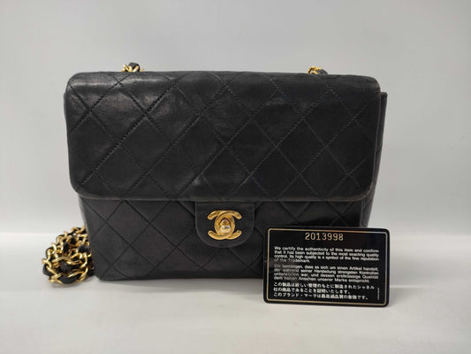 CHANEL Mini Matelasse Lambskin Single Flap Single Chain Bag in Black with Gold Hardware, 2013998, No. 2, Shoulder Bag