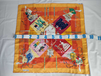 HERMES Carré Hermes Scarf Carré 90 LE CARNAVAL DE VENISE Venice Carnival Orange Other Accessories