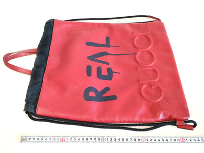 GUCCI GUCCI Ghost Collection Red Logo Leather Backpack Shoulder Bag