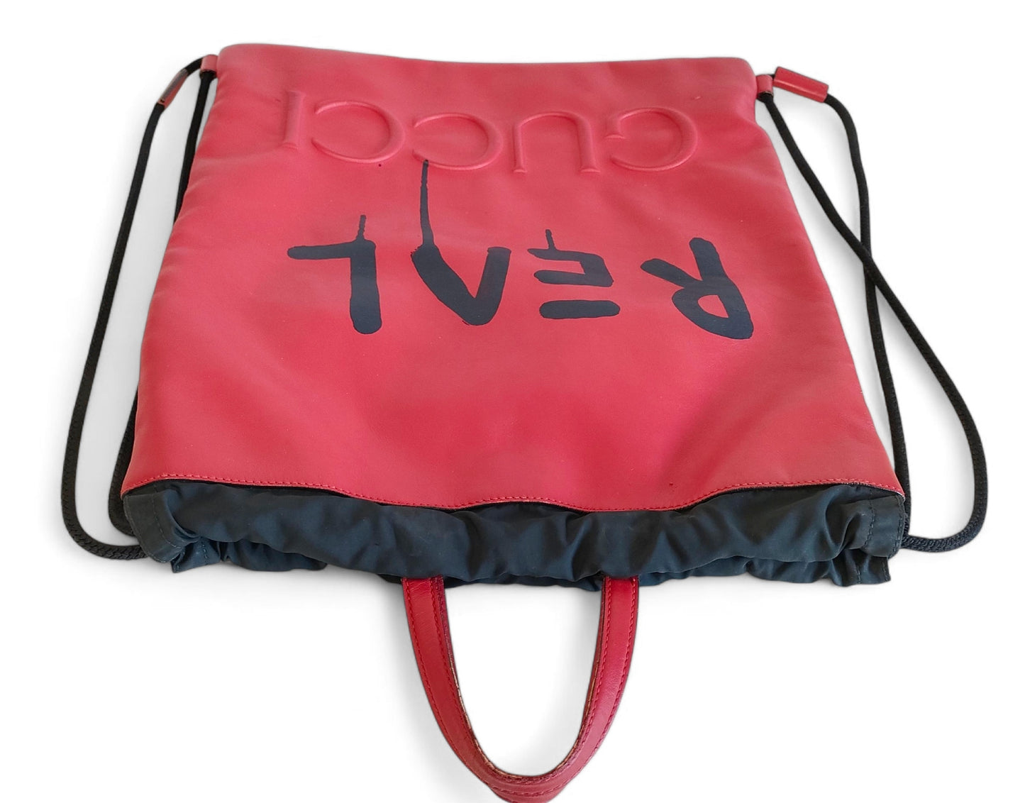 GUCCI GUCCI Ghost Collection Red Logo Leather Backpack Shoulder Bag