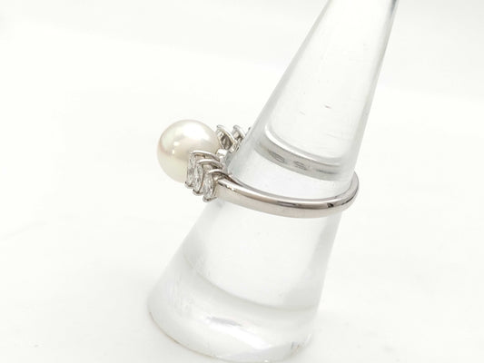MIKIMOTO Pearl Ring, approx. 9.2mm diameter, 0.59ct, PT950, 6.7g 