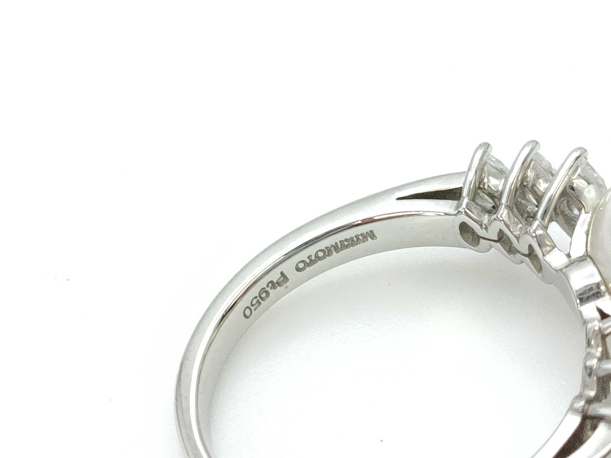 MIKIMOTO Pearl Ring, approx. 9.2mm diameter, 0.59ct, PT950, 6.7g 