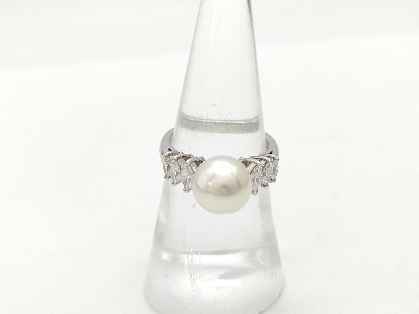 MIKIMOTO Pearl Ring, approx. 9.2mm diameter, 0.59ct, PT950, 6.7g 