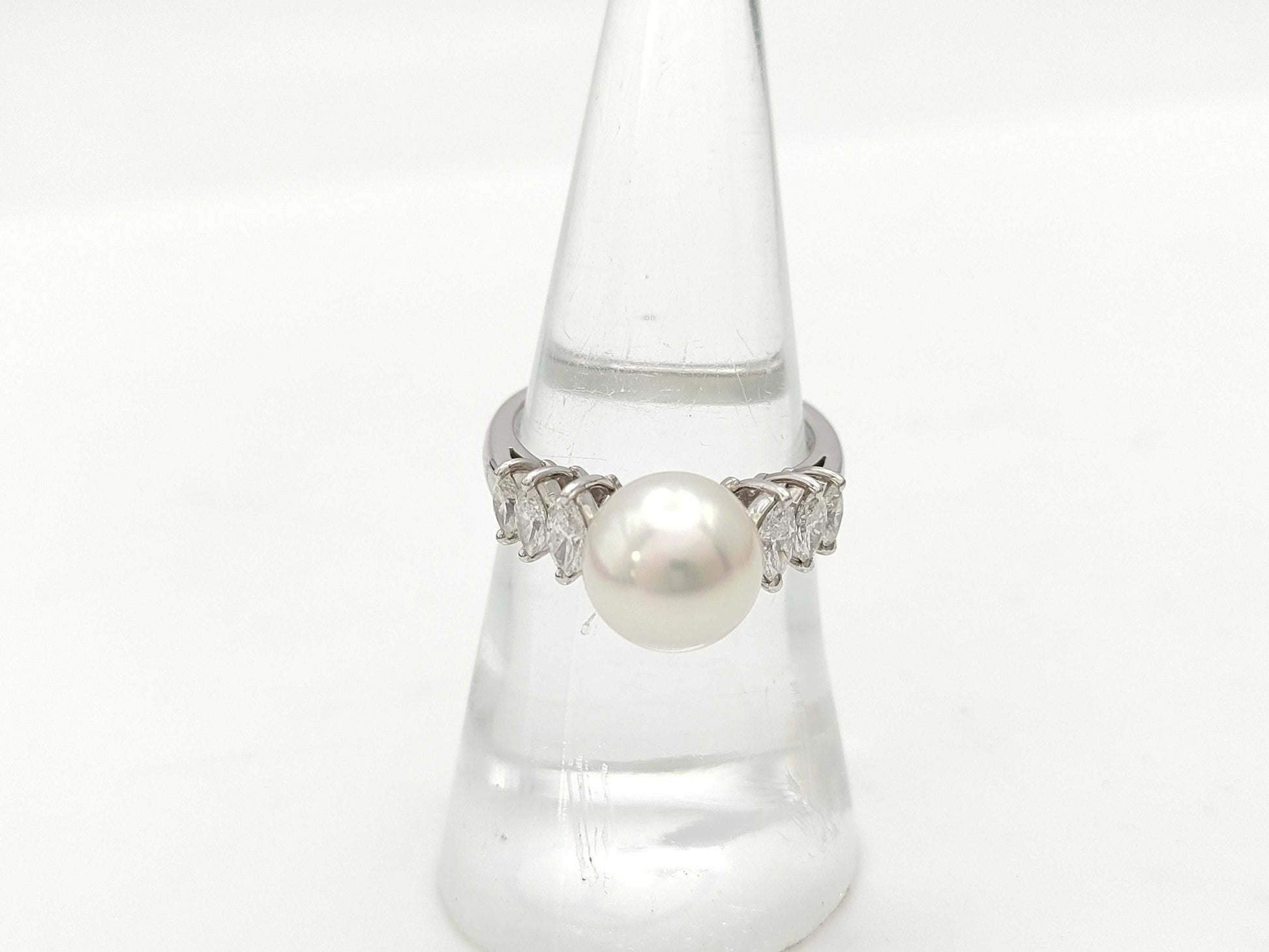 MIKIMOTO Pearl Ring, approx. 9.2mm diameter, 0.59ct, PT950, 6.7g 
