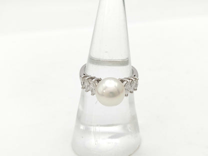 MIKIMOTO Pearl Ring, approx. 9.2mm diameter, 0.59ct, PT950, 6.7g 