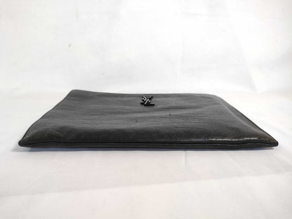 SAINT LAURENT YSL CROCO-EMBOSSED CLUTCH BAG