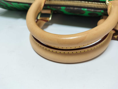 LOUIS VUITTON Green Yayoi Kusama Keepall 55 Boston Bag M40696