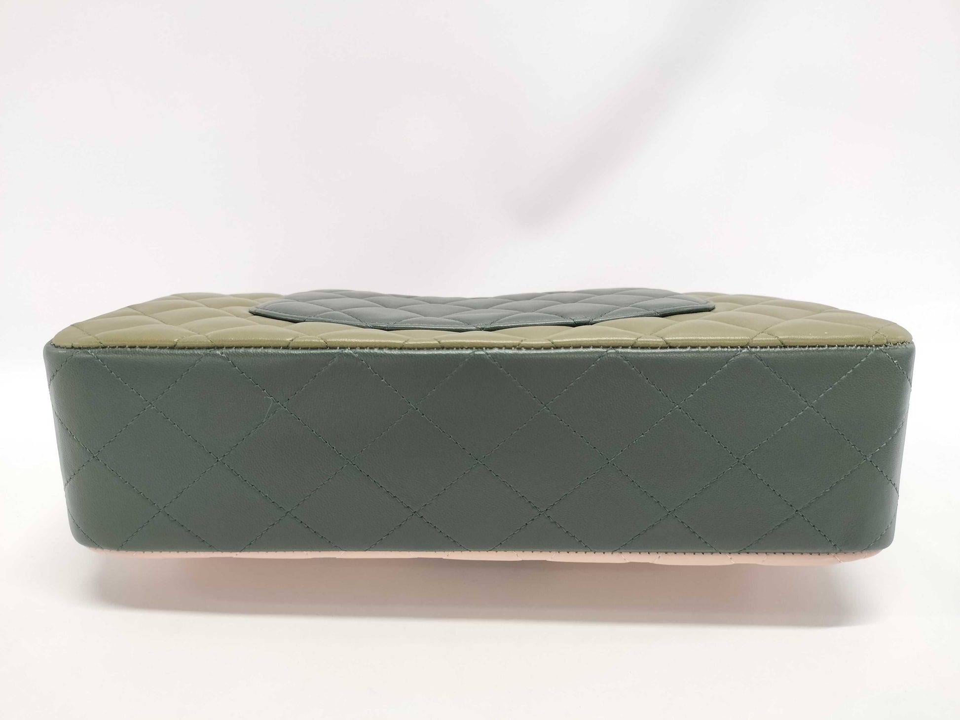 CHANEL Matelasse 25 Green/Pink Lambskin with Silver Hardware, Chain, Double Flap, 23 Series, A01112 Shoulder Bag