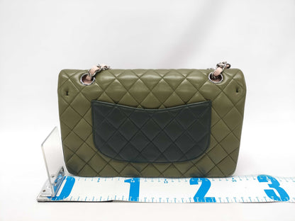 CHANEL Matelasse 25 Green/Pink Lambskin with Silver Hardware, Chain, Double Flap, 23 Series, A01112 Shoulder Bag