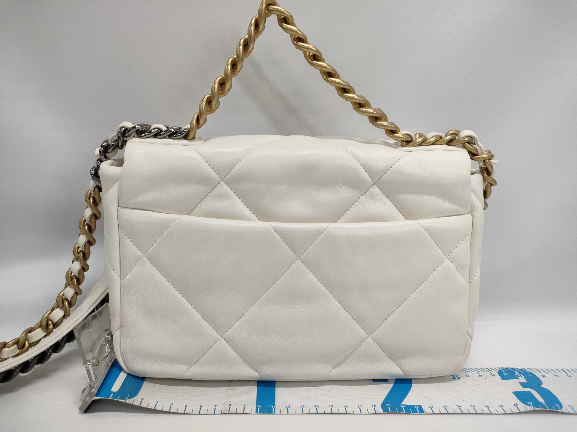 CHANEL 19 Bag White Lambskin Chain Shoulder Bag