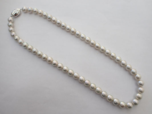 Pearl diameter approximately 8.0mm-8.5mm Sterling Silver Necklace 