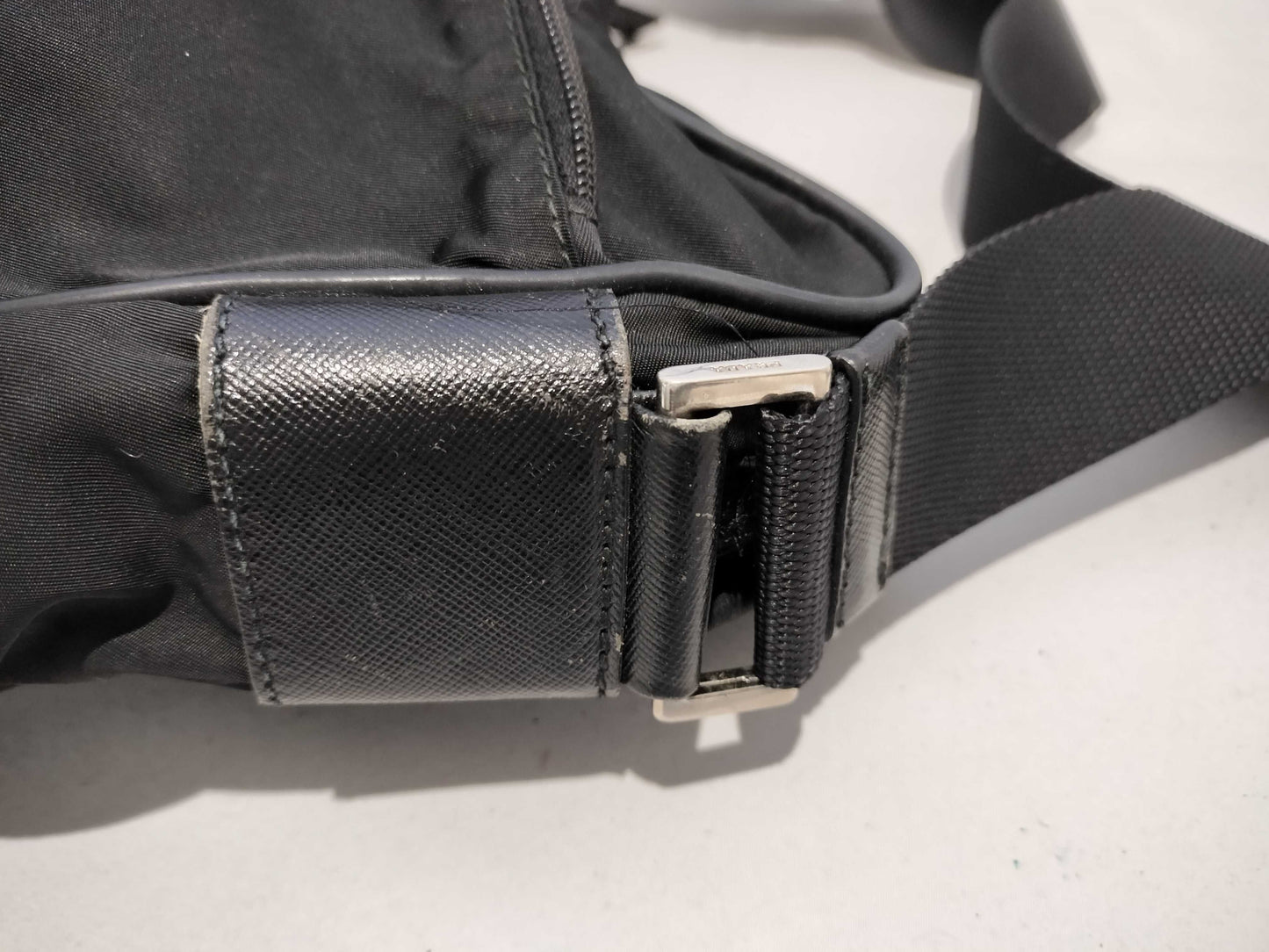 PRADA Nylon Prada Square Shoulder Bag in Black with Triangle Logo